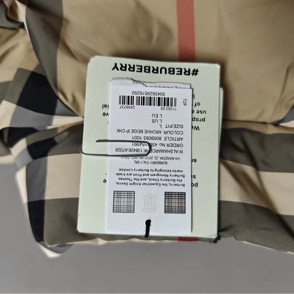 Burberry Beige and Black Plaid Puffer Jacket - Picture 6 of 9